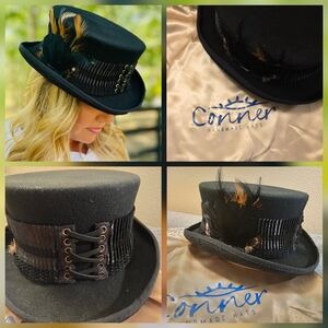 Conner Handmade Black Lace Steampunk Top Hat